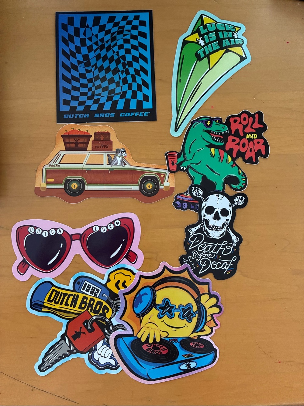 Lot of 8 Rare Hard find Arizona Dutch Bros Christmas, Halloween stickers Bundle